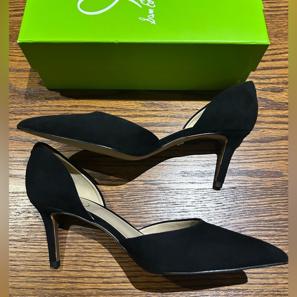 NEW IN BOX Sam Edelman “Viv” Pointed Toe d'Orsay Black Suede Pump sz 9 - Picture 2 of 4